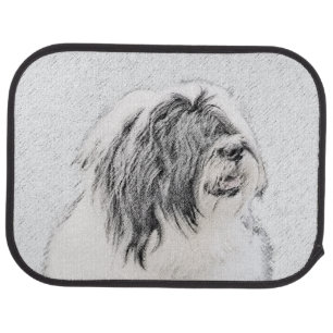Bearded Collie Drawing - Cute Original Dog Art Car Mat