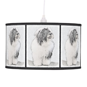 Bearded Collie Drawing - Cute Original Dog Art Ceiling Lamp