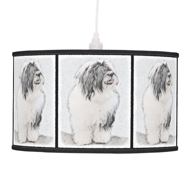 Bearded Collie Drawing - Cute Original Dog Art Ceiling Lamp (Front)