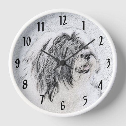 Bearded Collie Drawing _ Cute Original Dog Art Clock