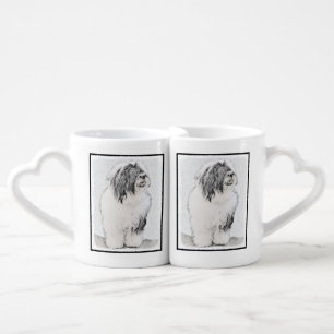 Bearded Collie Drawing - Cute Original Dog Art Coffee Mug Set