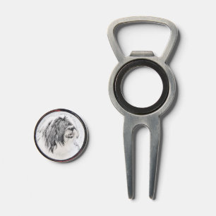 Bearded Collie Drawing - Cute Original Dog Art Divot Tool