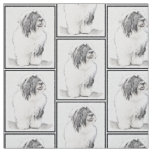 Bearded Collie Drawing - Cute Original Dog Art Fabric