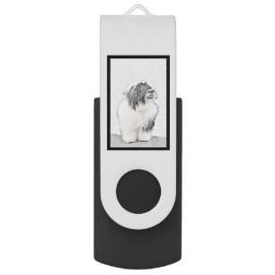 Bearded Collie Drawing - Cute Original Dog Art Flash Drive