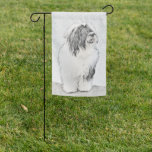 Bearded Collie Drawing - Cute Original Dog Art Garden Flag