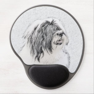 Bearded Collie Drawing - Cute Original Dog Art Gel Mouse Pad
