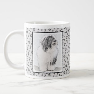 Bearded Collie Drawing - Cute Original Dog Art Giant Coffee Mug