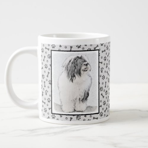 Bearded Collie Drawing _ Cute Original Dog Art Giant Coffee Mug