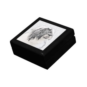 Bearded Collie Drawing - Cute Original Dog Art Gift Box