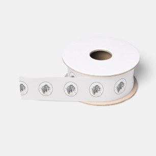 Bearded Collie Drawing - Cute Original Dog Art Grosgrain Ribbon