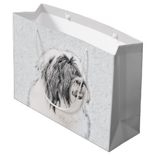 Bearded Collie Drawing - Cute Original Dog Art Large Gift Bag