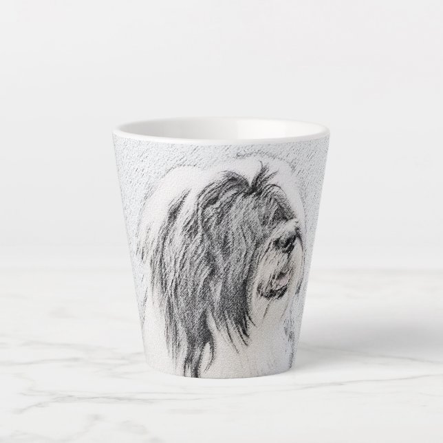 Bearded Collie Drawing - Cute Original Dog Art Latte Mug (Front)