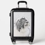 Bearded Collie Drawing - Cute Original Dog Art Luggage