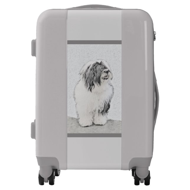 Bearded Collie Drawing - Cute Original Dog Art Luggage (Front)