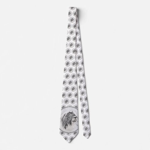 Bearded Collie Drawing _ Cute Original Dog Art Neck Tie