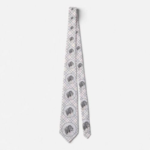 Bearded Collie Drawing _ Cute Original Dog Art Neck Tie