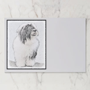 Bearded Collie Drawing - Cute Original Dog Art Paper Pad