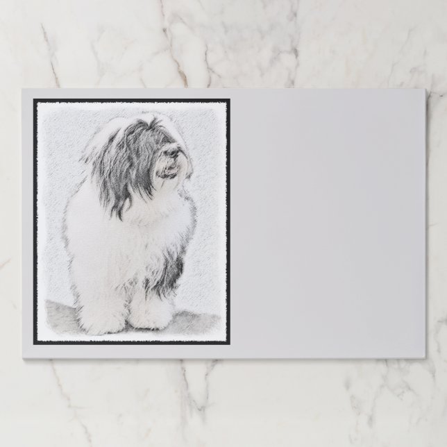 Bearded Collie Drawing - Cute Original Dog Art Paper Pad (Front)