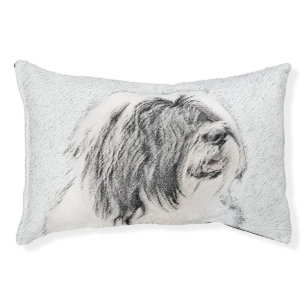 Bearded Collie Drawing - Cute Original Dog Art Pet Bed