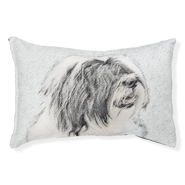 Bearded Collie Drawing - Cute Original Dog Art Pet Bed (Front)