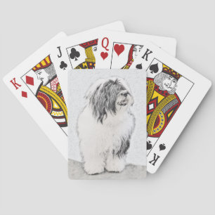 Bearded Collie Drawing - Cute Original Dog Art Poker Cards