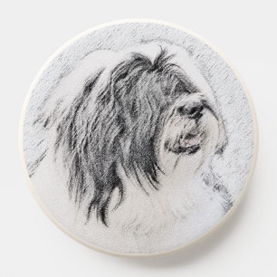 Bearded Collie Drawing - Cute Original Dog Art PopSocket