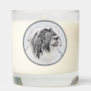 Bearded Collie Drawing - Cute Original Dog Art Scented Candle