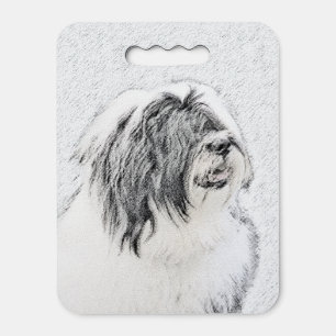 Bearded Collie Drawing - Cute Original Dog Art Seat Cushion