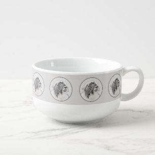 Bearded Collie Drawing - Cute Original Dog Art Soup Mug