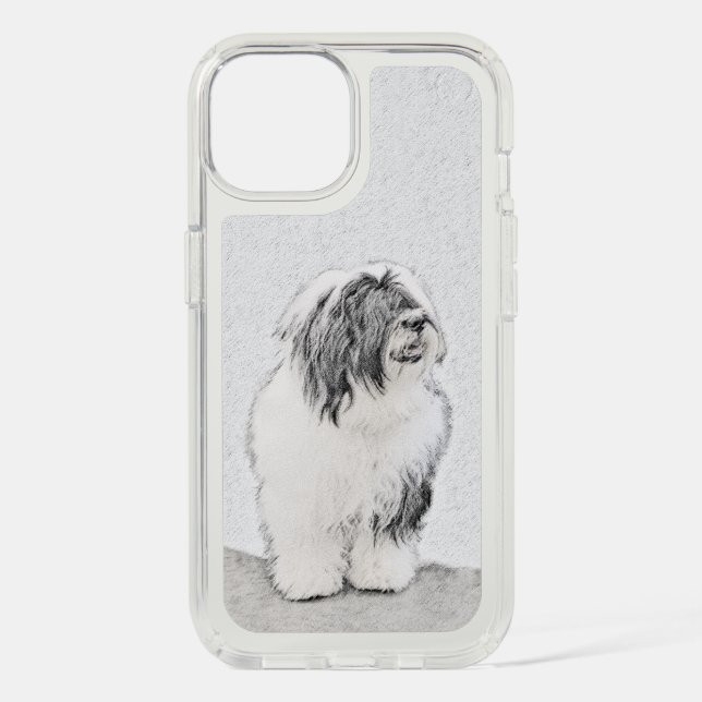 Bearded Collie Drawing - Cute Original Dog Art Speck iPhone Case (Front)
