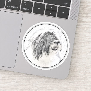 Bearded Collie Drawing - Cute Original Dog Art Sticker