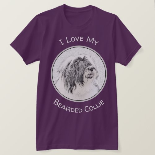 Bearded Collie Drawing _ Cute Original Dog Art T_Shirt