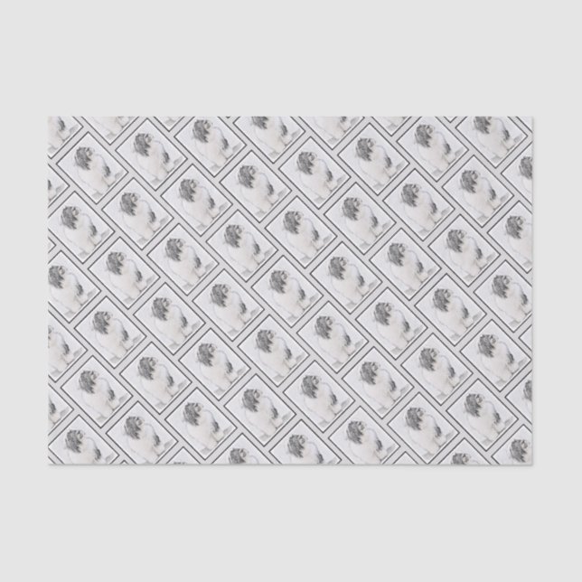 Bearded Collie Drawing - Cute Original Dog Art Tissue Paper (Front)