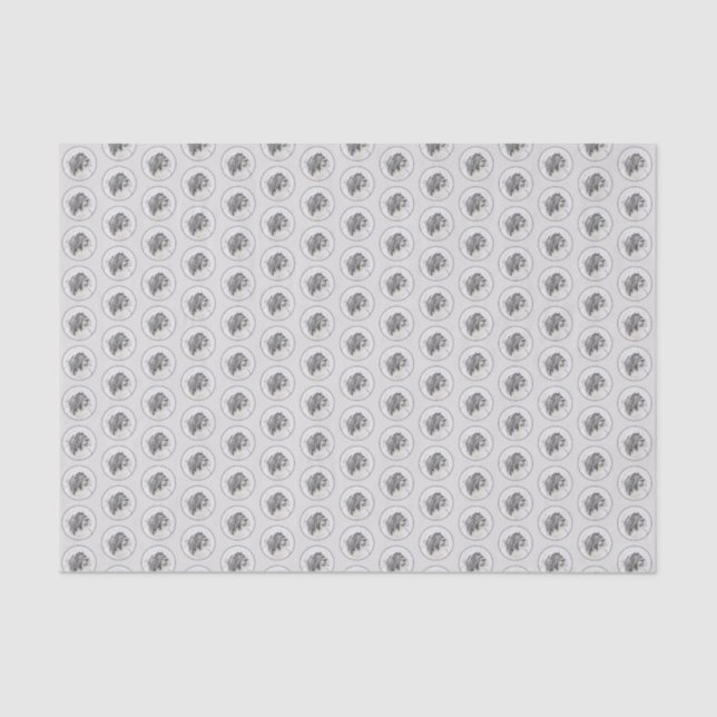 Bearded Collie Drawing - Cute Original Dog Art Tissue Paper (Front)