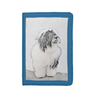 Bearded Collie Drawing - Cute Original Dog Art Tri-fold Wallet