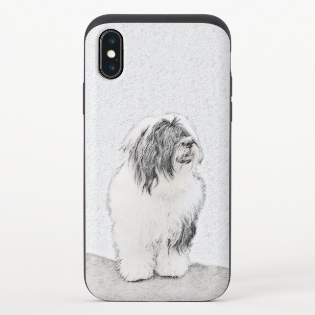 Bearded Collie Drawing - Cute Original Dog Art Uncommon iPhone Case (Back)