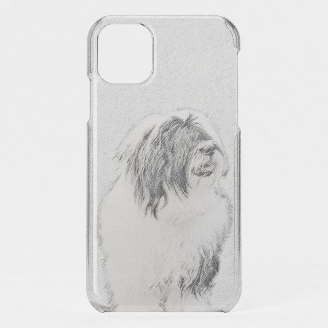 Bearded Collie Drawing - Cute Original Dog Art Uncommon iPhone Case (Back)
