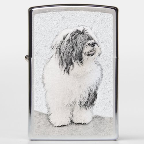 Bearded Collie Drawing _ Cute Original Dog Art Zippo Lighter