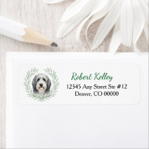 Bearded Collie Eucalyptus Leaf Wreath Label