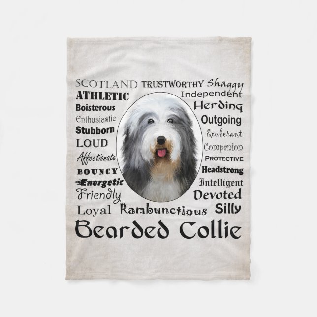 Bearded Collie Fleece Blanket (Front)