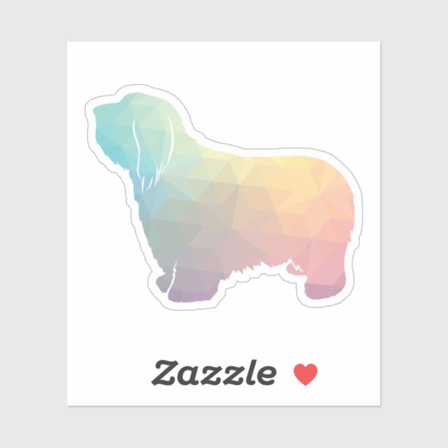 Bearded Collie Geometric Pattern Silhouette Pastel Sticker (Sheet)