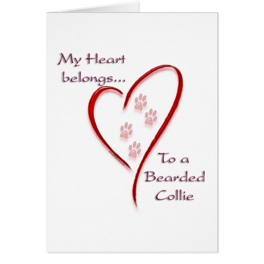 Bearded Collie Heart Belongs Cards (Front)
