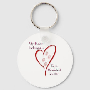 Bearded Collie Heart Belongs Keychain