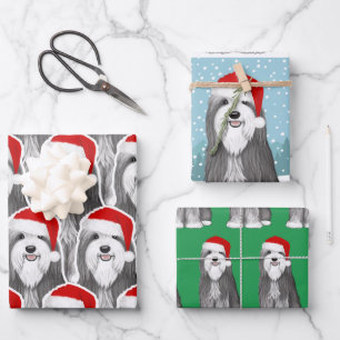 Bearded Collie Holiday Cute Dog Christmas Wrapping Paper Sheets