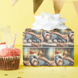 Bearded Collie In Bed Wrapping Paper