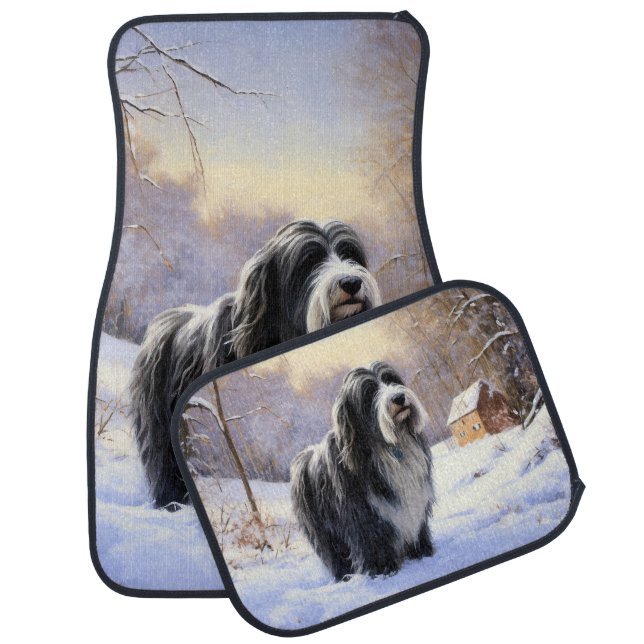 Bearded Collie Let It Snow Christmas  Car Floor Mat (Set)