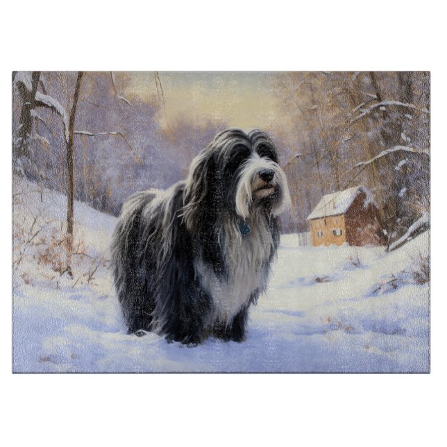 Bearded Collie Let It Snow Christmas  Cutting Board (Front)