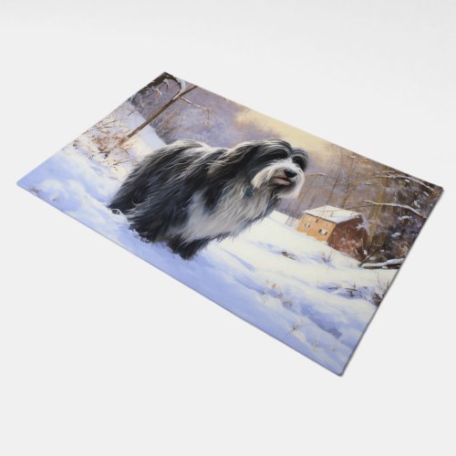 Bearded Collie Let It Snow Christmas  Doormat