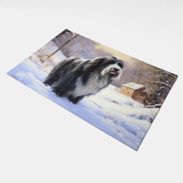 Bearded Collie Let It Snow Christmas  Doormat (Angled)