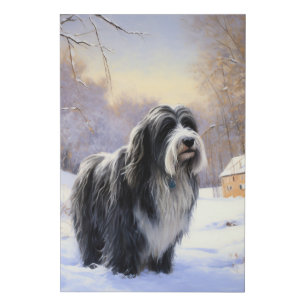 Bearded Collie Let It Snow Christmas  Faux Canvas Print
